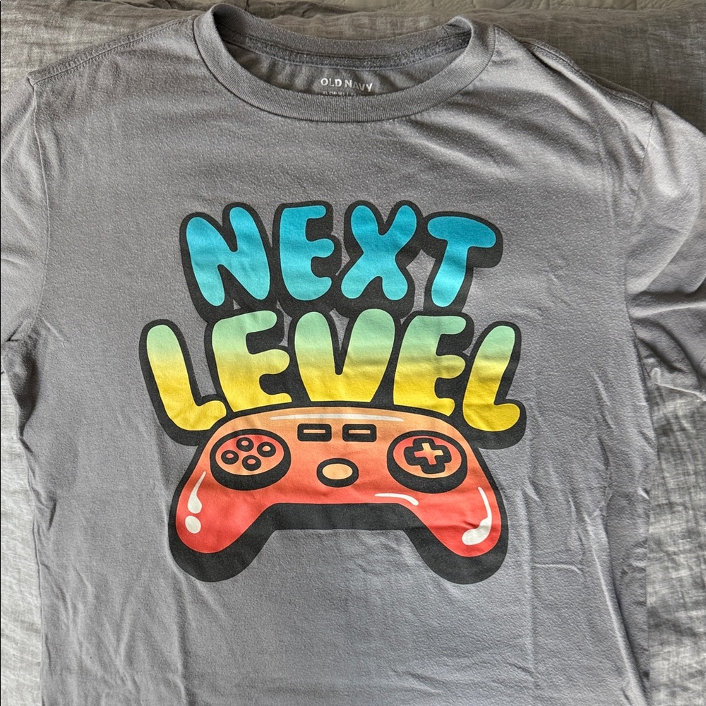 Old Navy Gray Tee with Colorful Game Controller